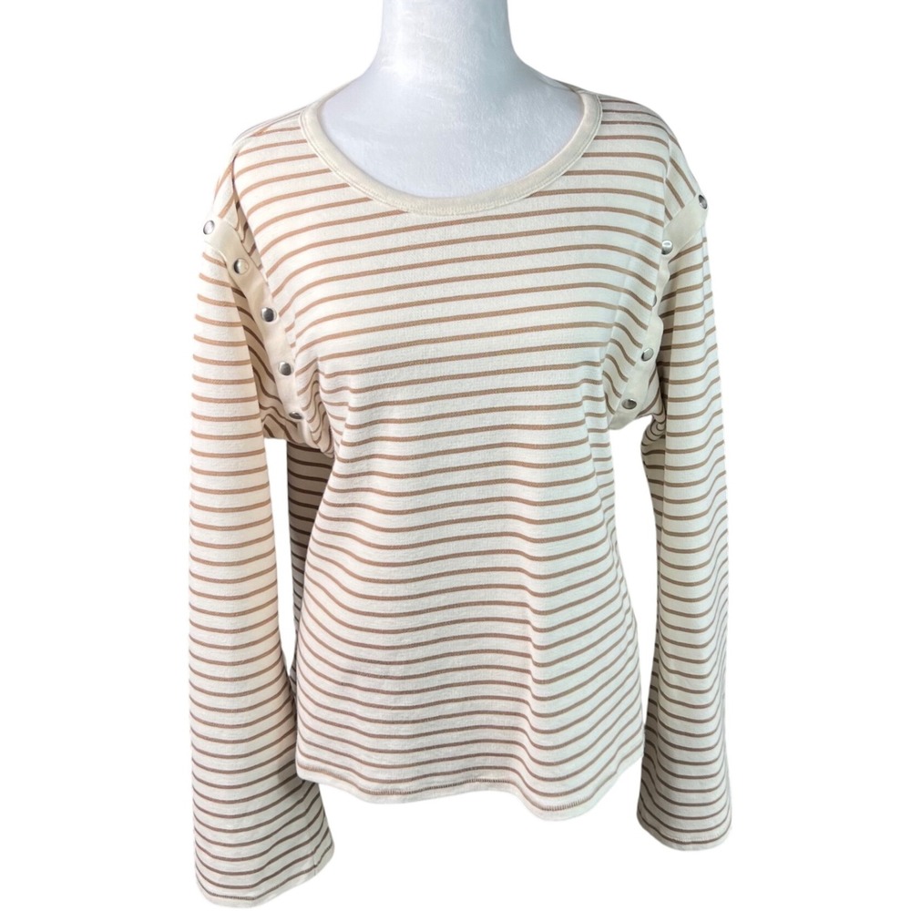 Anthropologie Maeve Striped Button Shoulder Long Sleeve Casual Top Women‎ Medium